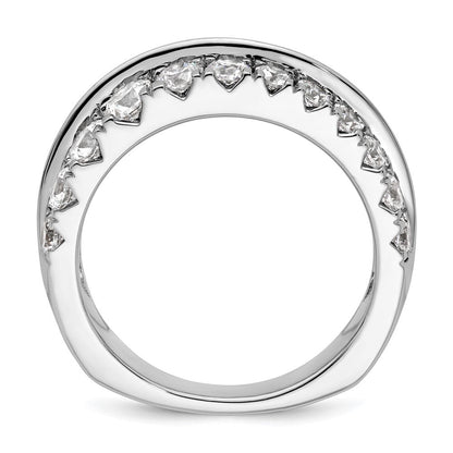14K Weißgold Ring mit Labordiamanten VS/SI+ G+ Wellendesign, doppelreihig