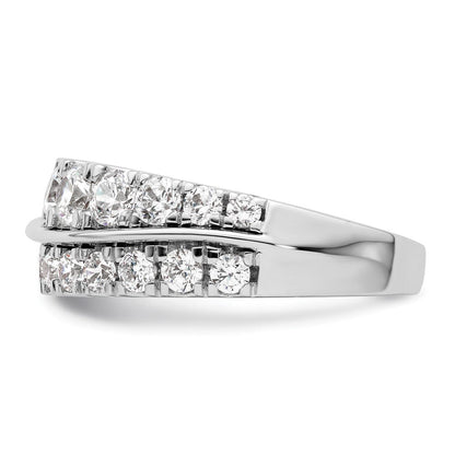 14K Weißgold Ring mit Labordiamanten VS/SI+ G+ Wellendesign, doppelreihig