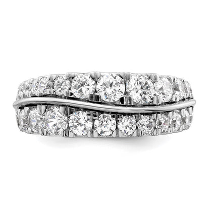 14K Weißgold Ring mit Labordiamanten VS/SI+ G+ Wellendesign, doppelreihig