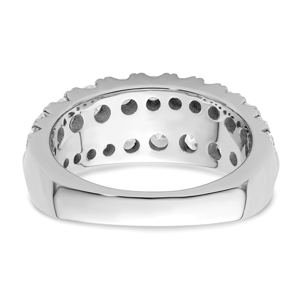 14K Weißgold Ring mit Labordiamanten VS/SI+ G+ Wellendesign, doppelreihig