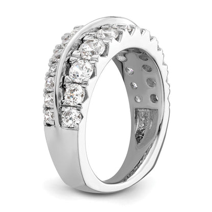 14K Weißgold Ring mit Labordiamanten VS/SI+ G+ Wellendesign, doppelreihig