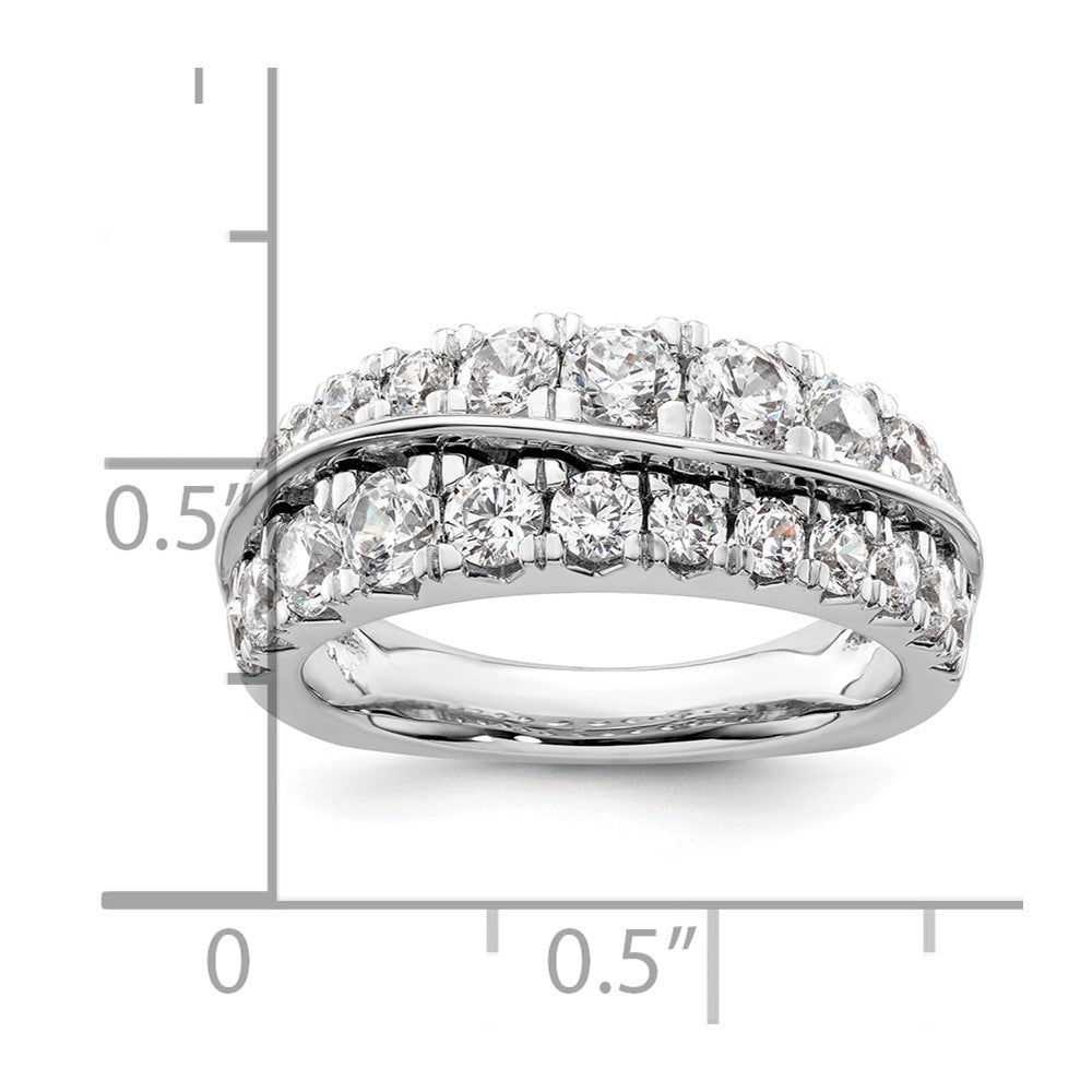 14K Weißgold Ring mit Labordiamanten VS/SI+ G+ Wellendesign, doppelreihig