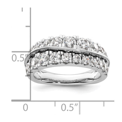 14K Weißgold Ring mit Labordiamanten VS/SI+ G+ Wellendesign, doppelreihig
