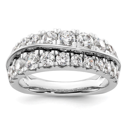 14K Weißgold Ring mit Labordiamanten VS/SI+ G+ Wellendesign, doppelreihig