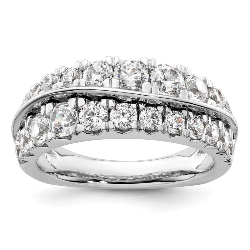 14K Weißgold Ring mit Labordiamanten VS/SI+ G+ Wellendesign, doppelreihig