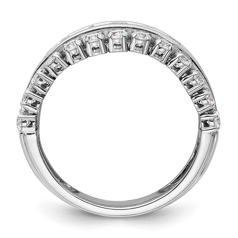 14K Weißgold Ring mit Laborgezüchteten Diamanten VS/SI+ G+, dreireihig