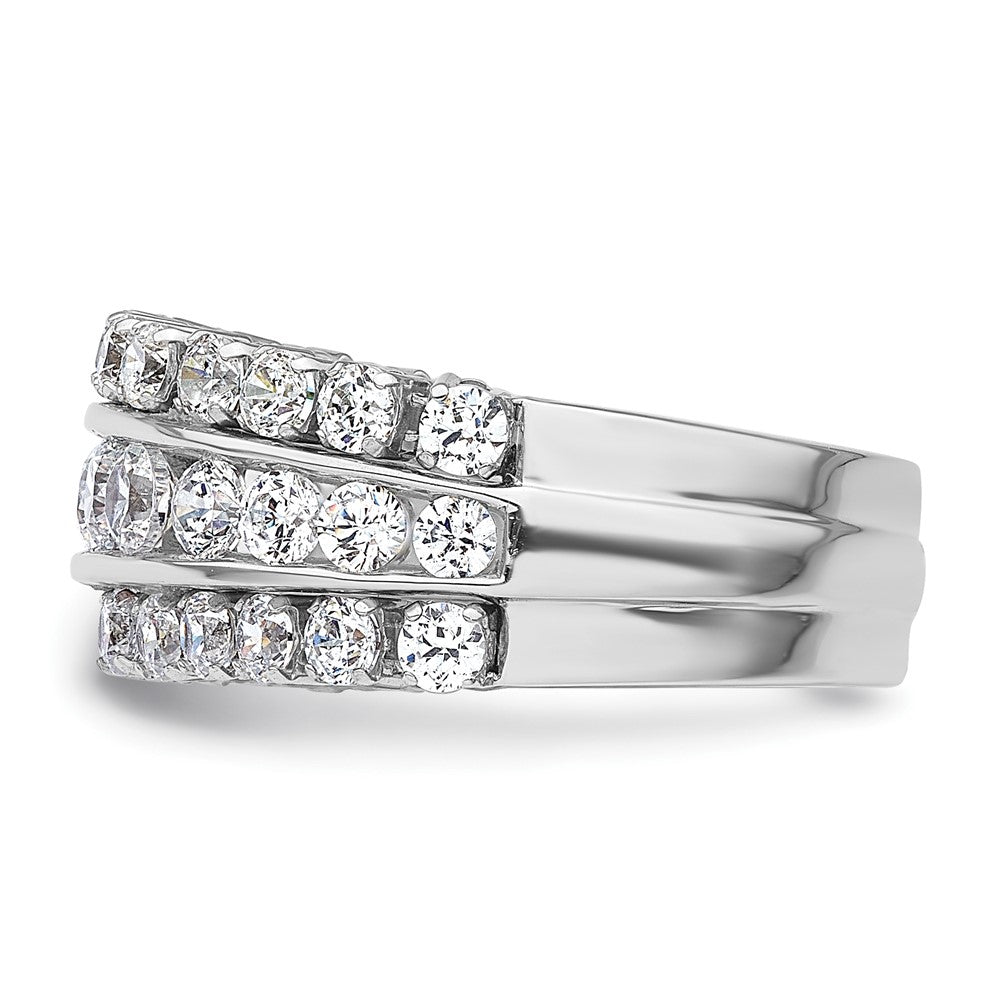 14K Weißgold Ring mit Laborgezüchteten Diamanten VS/SI+ G+, dreireihig