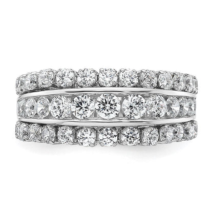 14K Weißgold Ring mit Laborgezüchteten Diamanten VS/SI+ G+, dreireihig