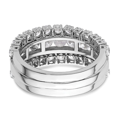 14K Weißgold Ring mit Laborgezüchteten Diamanten VS/SI+ G+, dreireihig