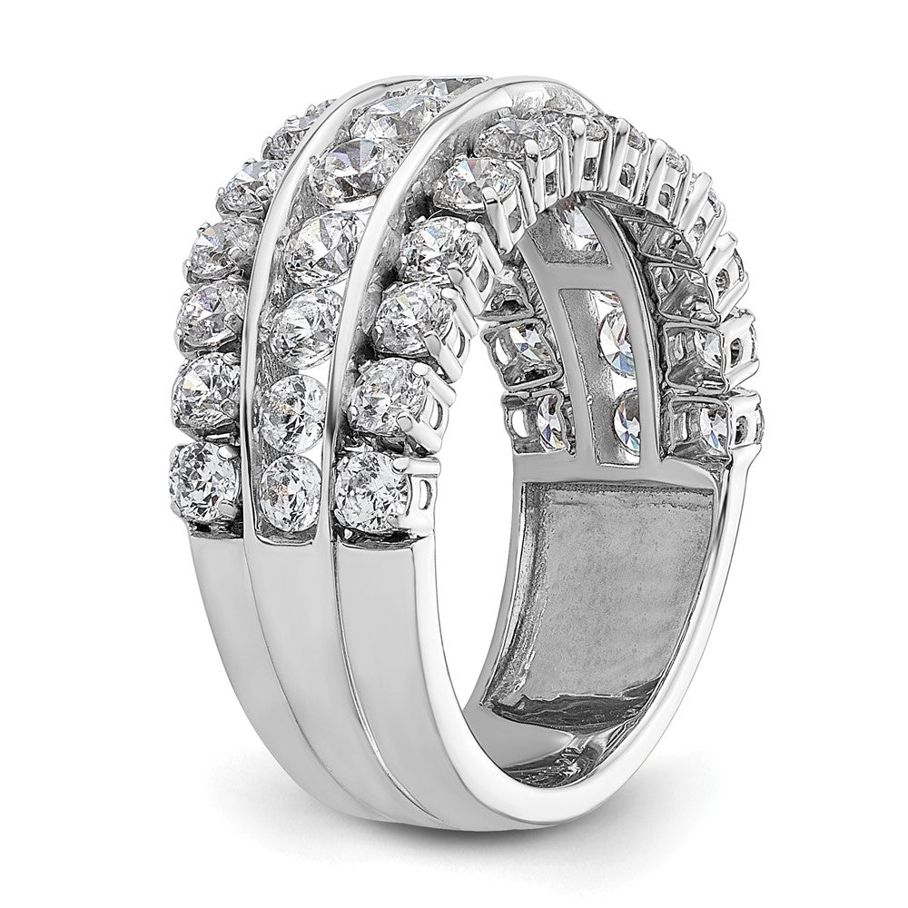 14K Weißgold Ring mit Laborgezüchteten Diamanten VS/SI+ G+, dreireihig