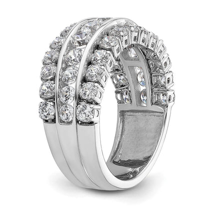 14K Weißgold Ring mit Laborgezüchteten Diamanten VS/SI+ G+, dreireihig