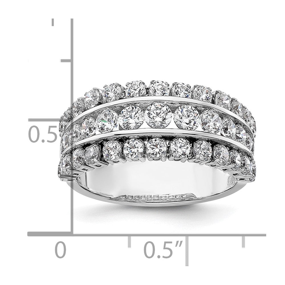 14K Weißgold Ring mit Laborgezüchteten Diamanten VS/SI+ G+, dreireihig
