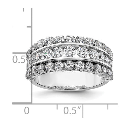 14K Weißgold Ring mit Laborgezüchteten Diamanten VS/SI+ G+, dreireihig