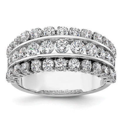 14K Weißgold Ring mit Laborgezüchteten Diamanten VS/SI+ G+, dreireihig
