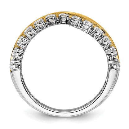14K Bicolor Ring mit 1 ct. Labor-Diamant VS/SI+ G+, komplett, mit doppelreihiger Fassung