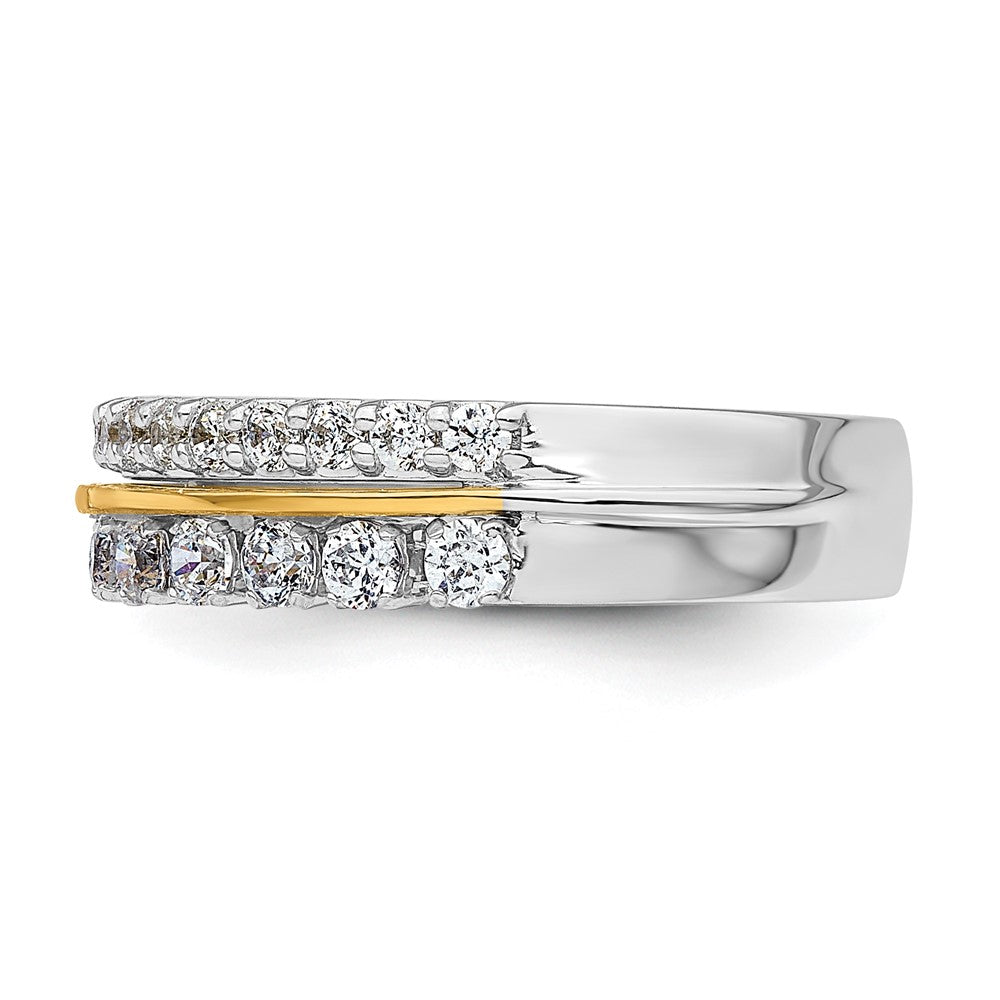 14K Bicolor Ring mit 1 ct. Labor-Diamant VS/SI+ G+, komplett, mit doppelreihiger Fassung