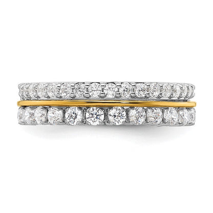 14K Bicolor Ring mit 1 ct. Labor-Diamant VS/SI+ G+, komplett, mit doppelreihiger Fassung