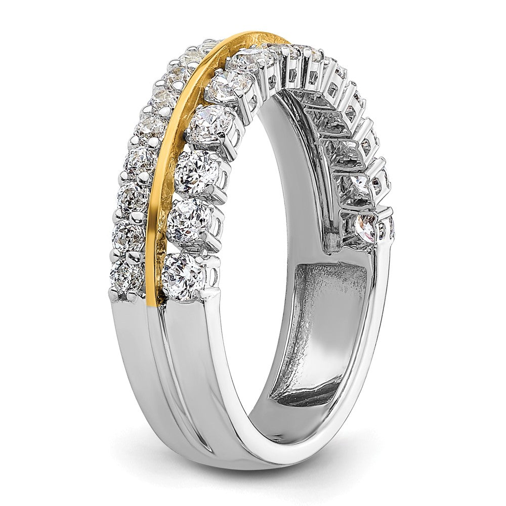 14K Bicolor Ring mit 1 ct. Labor-Diamant VS/SI+ G+, komplett, mit doppelreihiger Fassung