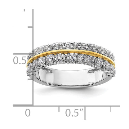 14K Bicolor Ring mit 1 ct. Labor-Diamant VS/SI+ G+, komplett, mit doppelreihiger Fassung