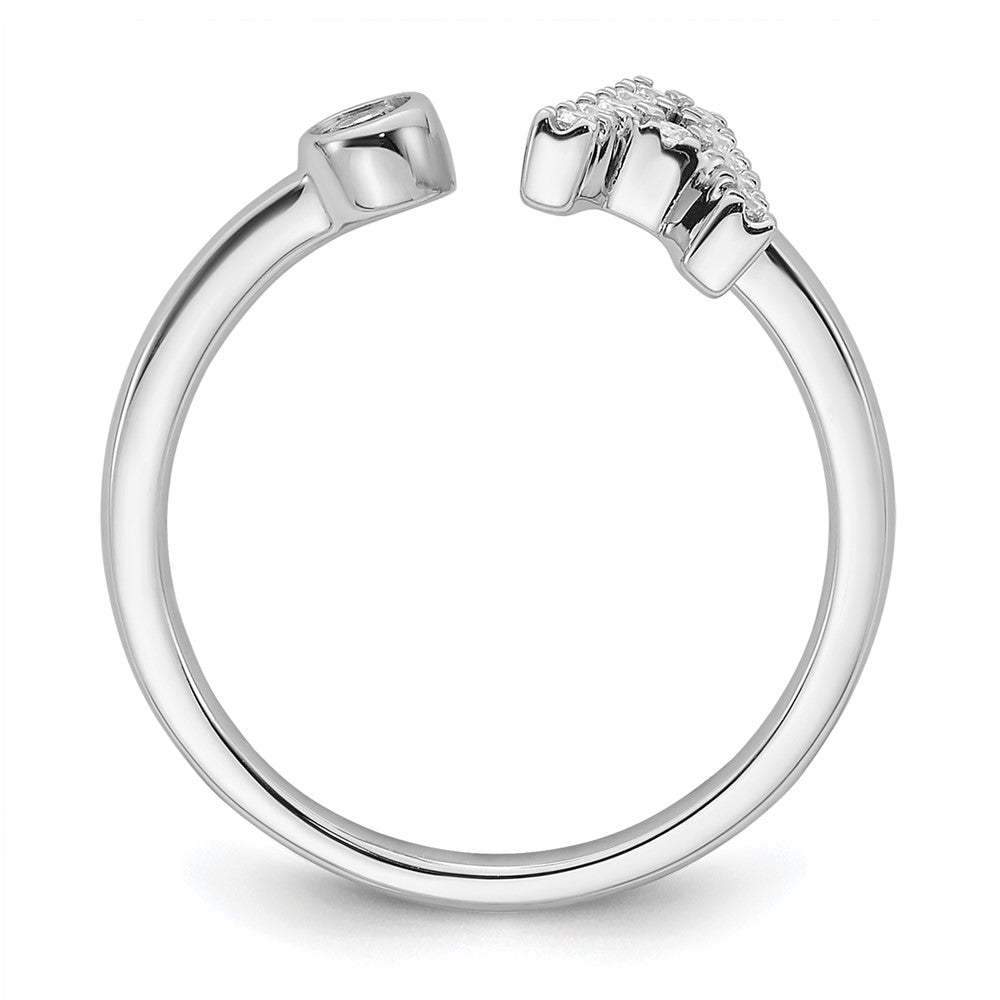 14K Weißgold Ring mit 0,17 ct. im Labor gezüchteten Diamanten VS/SI+ G+ Initialbuchstabe A, verstellbar