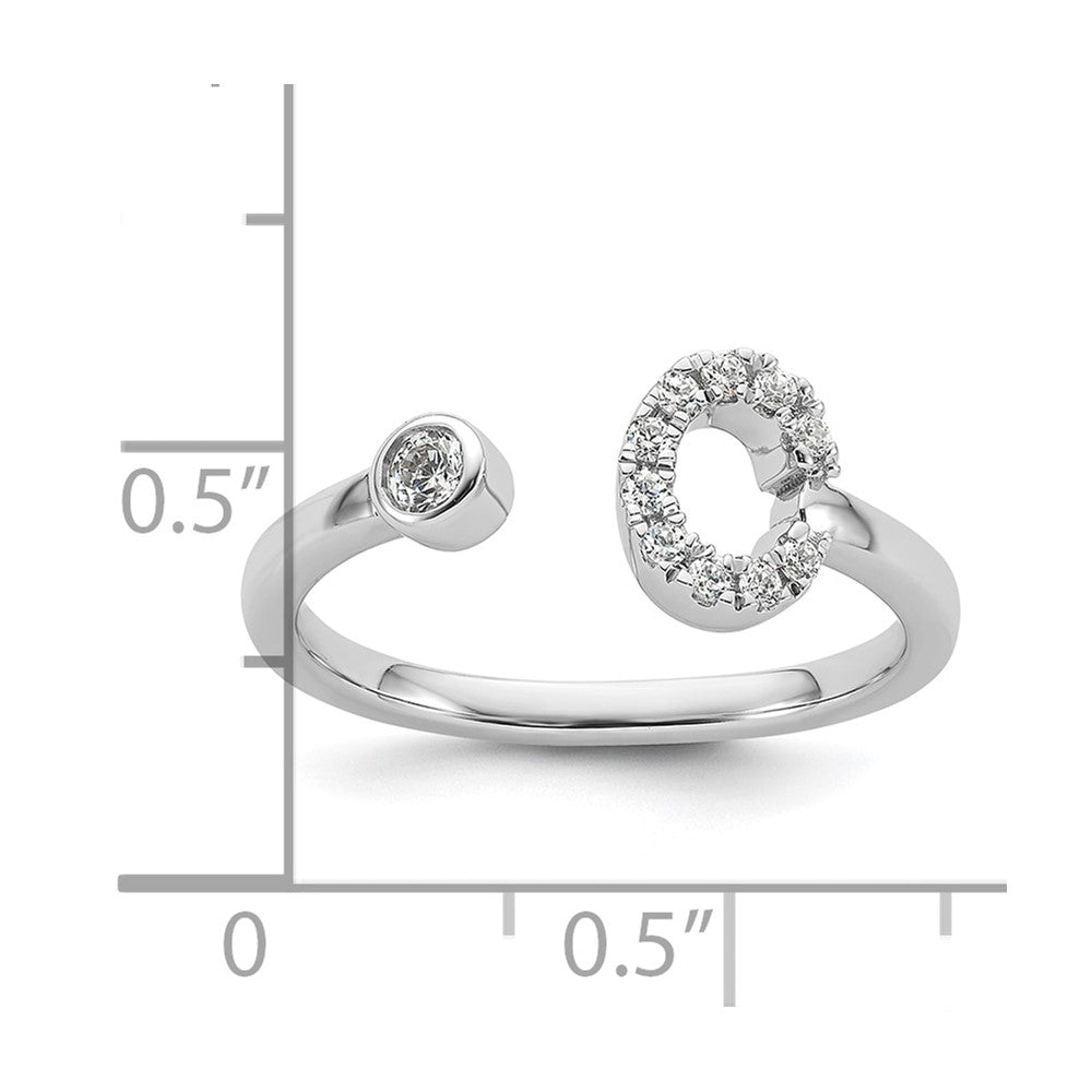 14K Weißgold 1/5 Karat Im Labor Gezüchtet Diamant Vs/si+ G+ Initiale C Verstellbar Ring