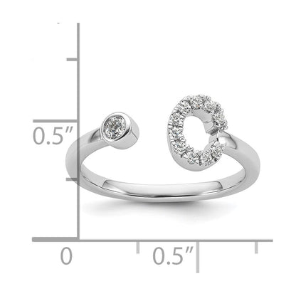 14K Weißgold 1/5 Karat Im Labor Gezüchtet Diamant Vs/si+ G+ Initiale C Verstellbar Ring