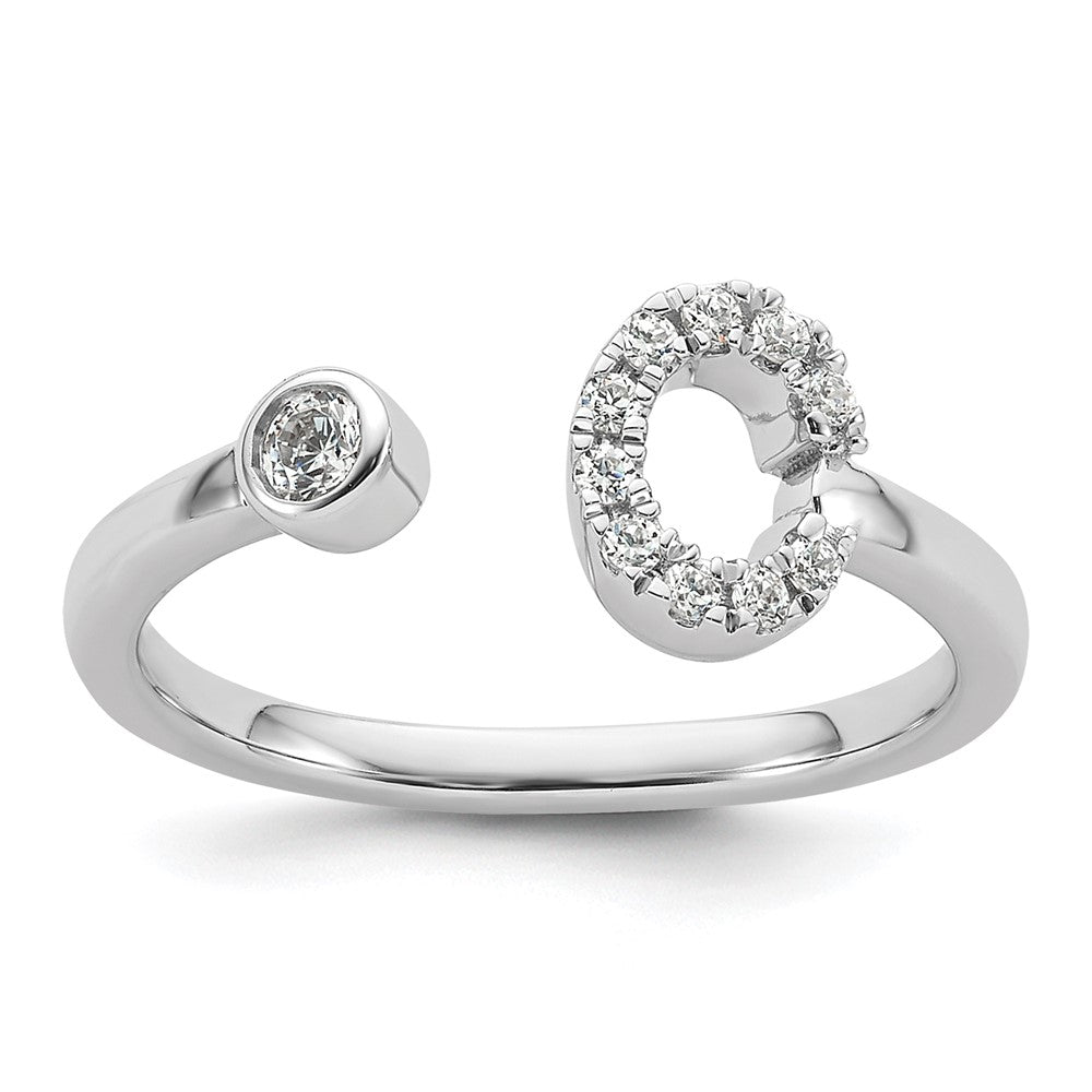 14K Weißgold 1/5 Karat Im Labor Gezüchtet Diamant Vs/si+ G+ Initiale C Verstellbar Ring