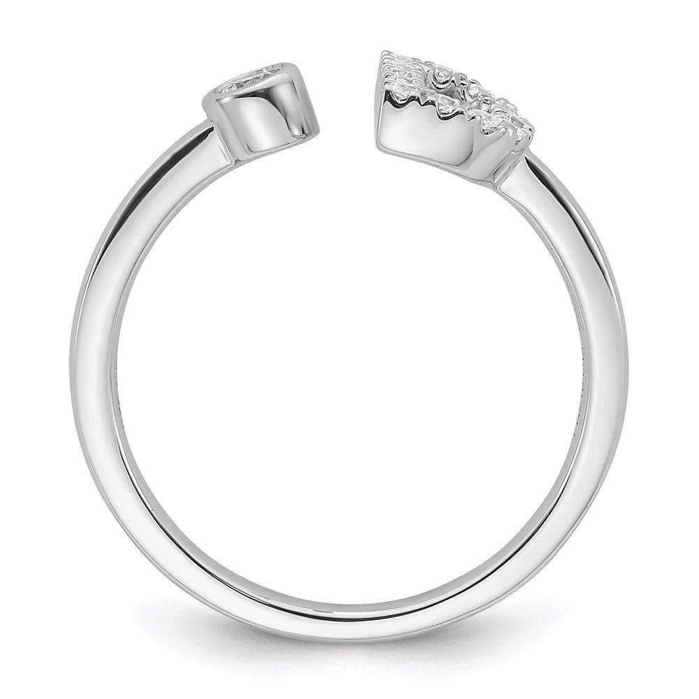 14K Weißgold Ring mit 0,2 ct. Laborgezüchteten Diamanten VS/SI+ G+, Initial D, verstellbar