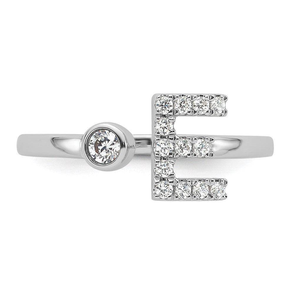 14K Weißgold 1/5 Karat Im Labor Gezüchtet Diamant Vs/si+ G+ Initiale E Verstellbar Ring