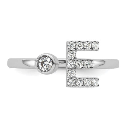 14K Weißgold 1/5 Karat Im Labor Gezüchtet Diamant Vs/si+ G+ Initiale E Verstellbar Ring
