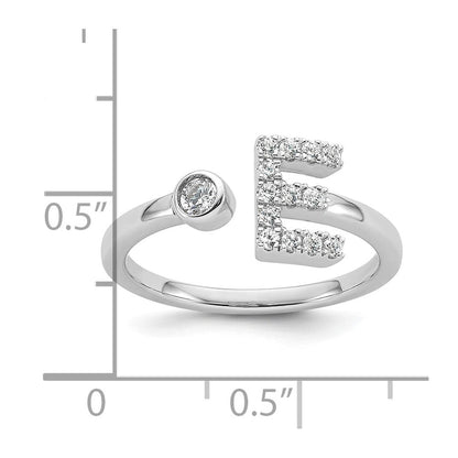 14K Weißgold 1/5 Karat Im Labor Gezüchtet Diamant Vs/si+ G+ Initiale E Verstellbar Ring