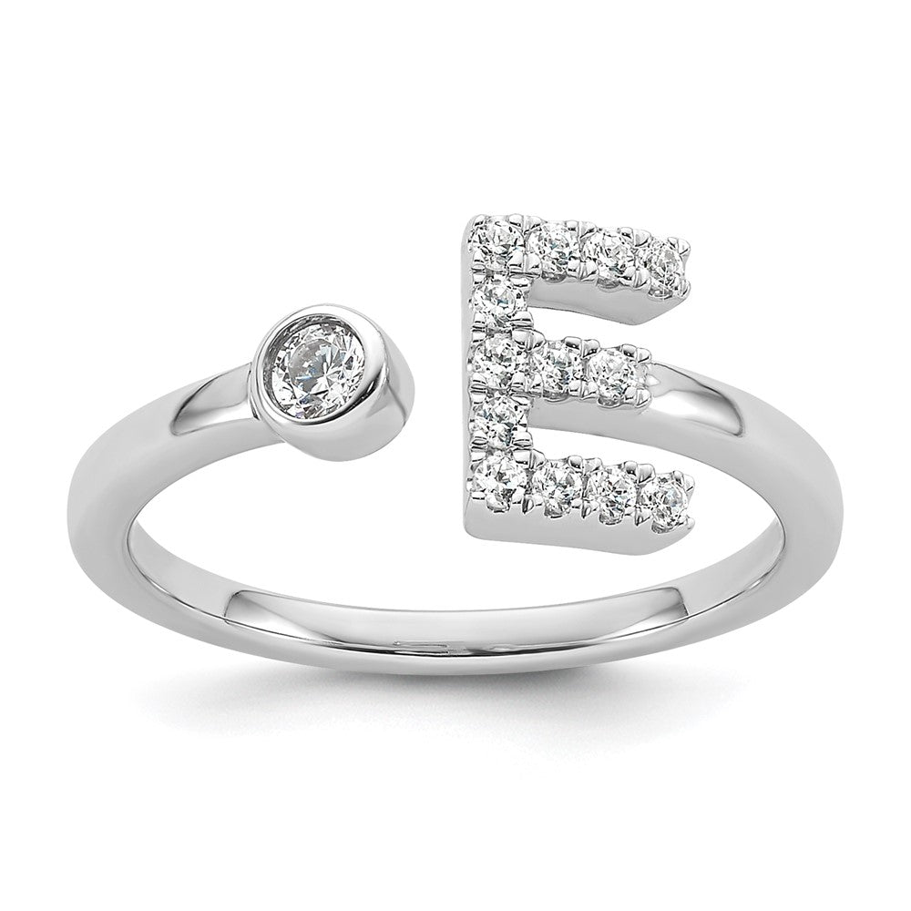 14K Weißgold 1/5 Karat Im Labor Gezüchtet Diamant Vs/si+ G+ Initiale E Verstellbar Ring