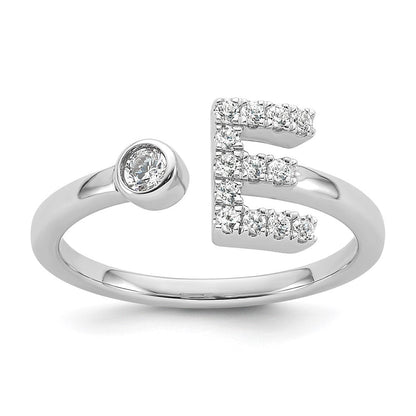 14K Weißgold 1/5 Karat Im Labor Gezüchtet Diamant Vs/si+ G+ Initiale E Verstellbar Ring