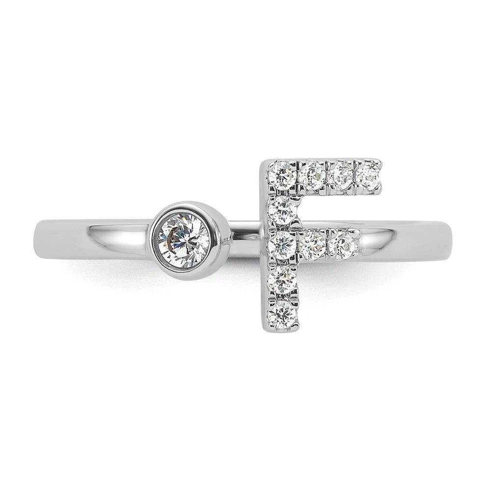 14K Weißgold 0,17 ct. Labordiamant VS/SI+ G+ Initial F verstellbarer Ring