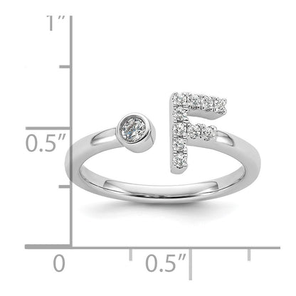 14K Weißgold 0,17 ct. Labordiamant VS/SI+ G+ Initial F verstellbarer Ring