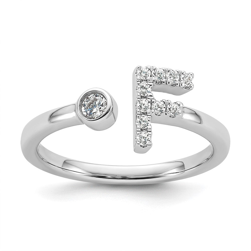 14K Weißgold 0,17 ct. Labordiamant VS/SI+ G+ Initial F verstellbarer Ring