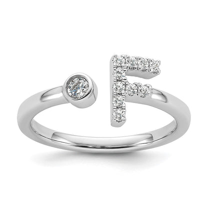 14K Weißgold 0,17 ct. Labordiamant VS/SI+ G+ Initial F verstellbarer Ring