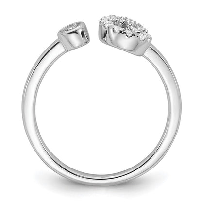 14K Weißgold Ring mit 0,2 ct. laborgezüchteten Diamanten, VS/SI+, G+, Initial G, verstellbar