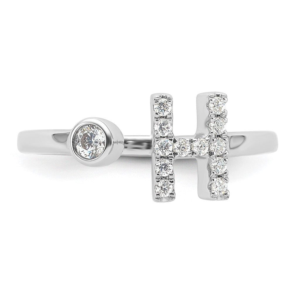 14K Weißgold Ring mit 0,2 ct. Labor-gewachsenem Diamant VS/SI+ G+ Buchstabe H, verstellbar