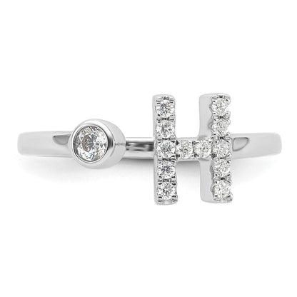 14K Weißgold Ring mit 0,2 ct. Labor-gewachsenem Diamant VS/SI+ G+ Buchstabe H, verstellbar