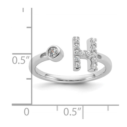 14K Weißgold Ring mit 0,2 ct. Labor-gewachsenem Diamant VS/SI+ G+ Buchstabe H, verstellbar