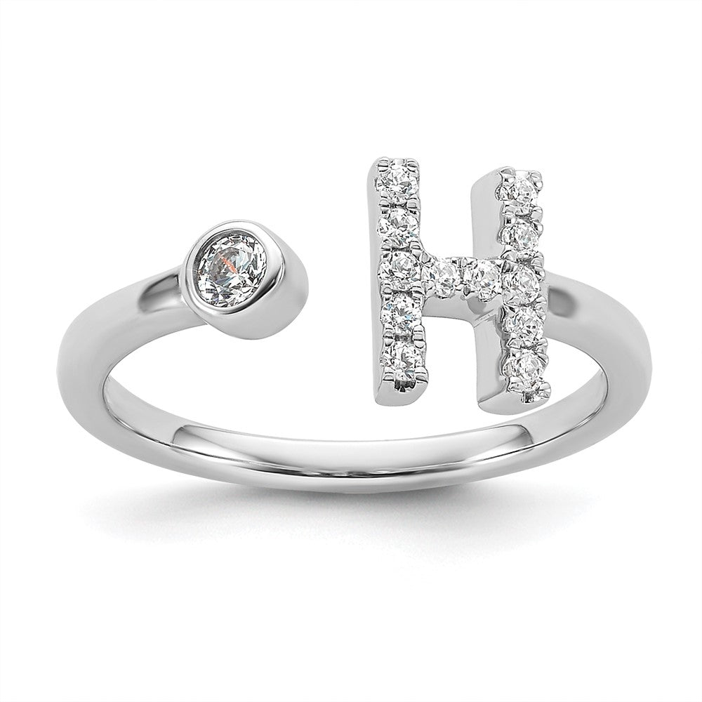 14K Weißgold Ring mit 0,2 ct. Labor-gewachsenem Diamant VS/SI+ G+ Buchstabe H, verstellbar