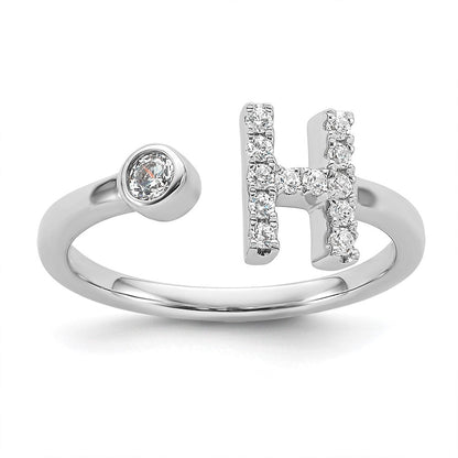 14K Weißgold Ring mit 0,2 ct. Labor-gewachsenem Diamant VS/SI+ G+ Buchstabe H, verstellbar