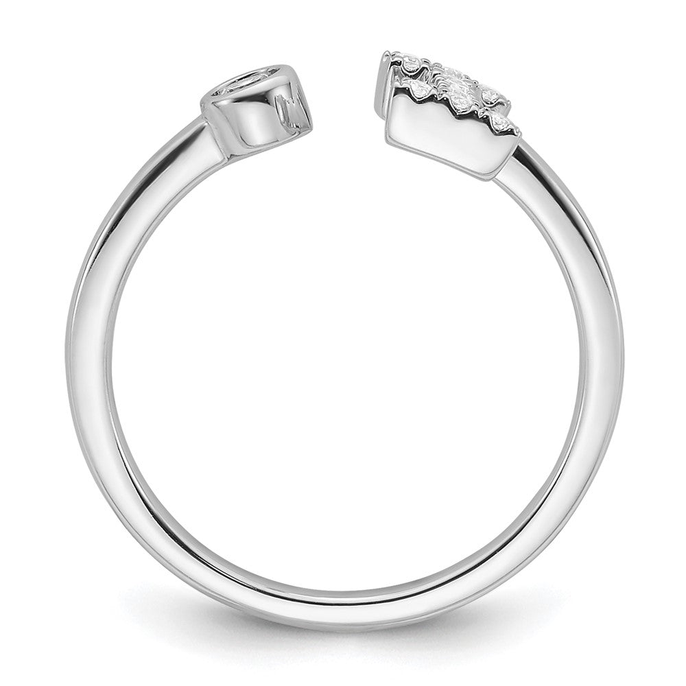 14K Weißgold 0,17 ct. Laborgezüchteter Diamant VS/SI+ G+ Initiale I Verstellbarer Ring