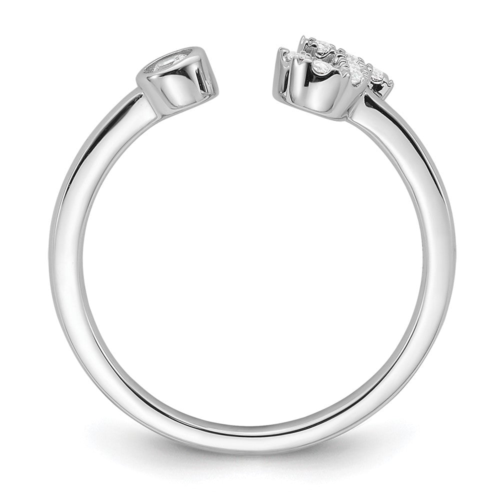 14K Weißgold 0,17 ct. Laborgezüchteter Diamant VS/SI+ G+ Verstellbarer Initialring J