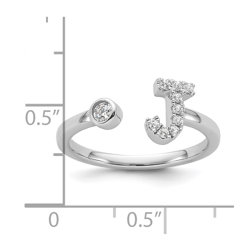 14K Weißgold 0,17 ct. Laborgezüchteter Diamant VS/SI+ G+ Verstellbarer Initialring J
