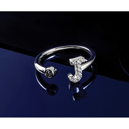 14K Weißgold 0,17 ct. Laborgezüchteter Diamant VS/SI+ G+ Verstellbarer Initialring J