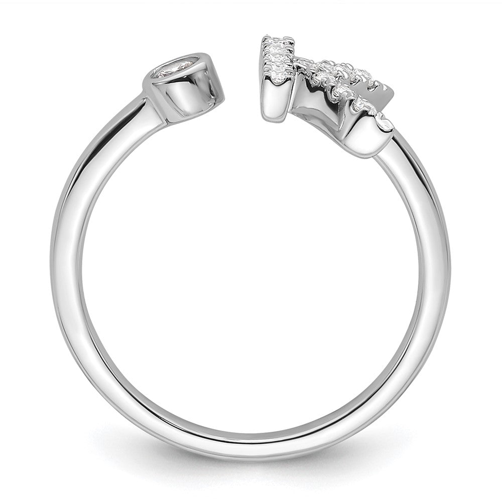 14K Weißgold Ring mit 0,2 ct. labor­gezüchtetem Diamant VS/SI+ G+, Initiale K, verstellbar