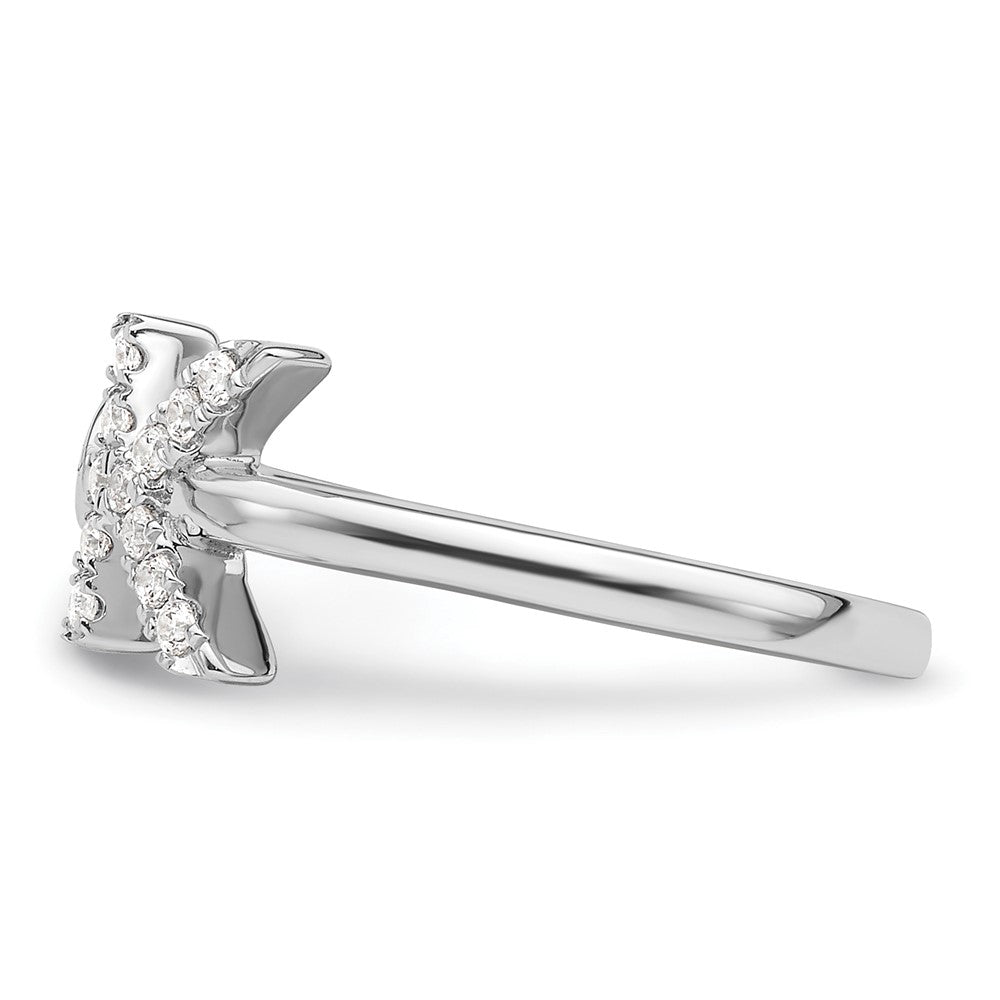 14K Weißgold Ring mit 0,2 ct. labor­gezüchtetem Diamant VS/SI+ G+, Initiale K, verstellbar