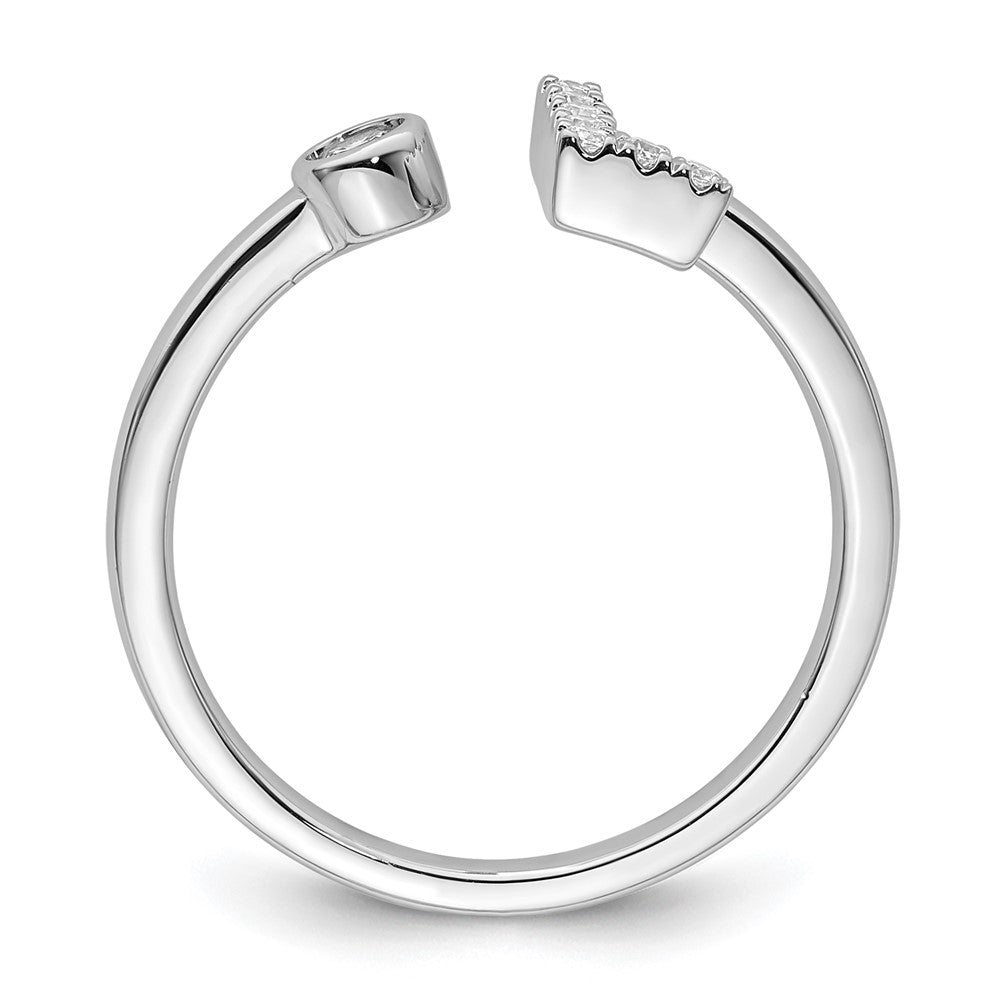 14K Weißgold Ring mit 0,125 ct. Laborgezüchteten Diamanten VS/SI+ G+, Initialbuchstabe „L", verstellbar